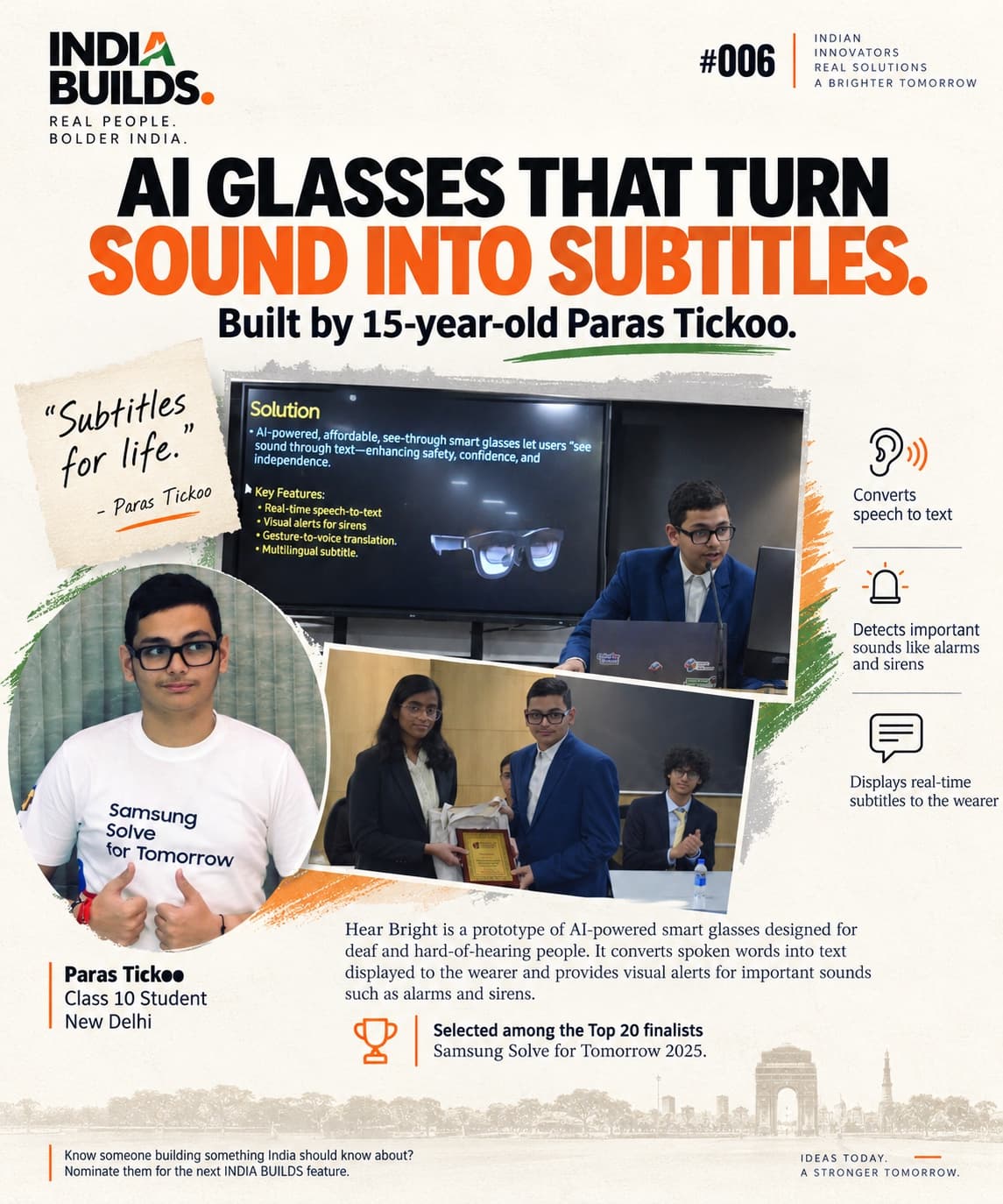 INDIA BUILDS #006: AI glasses that turn sound into subtitles.