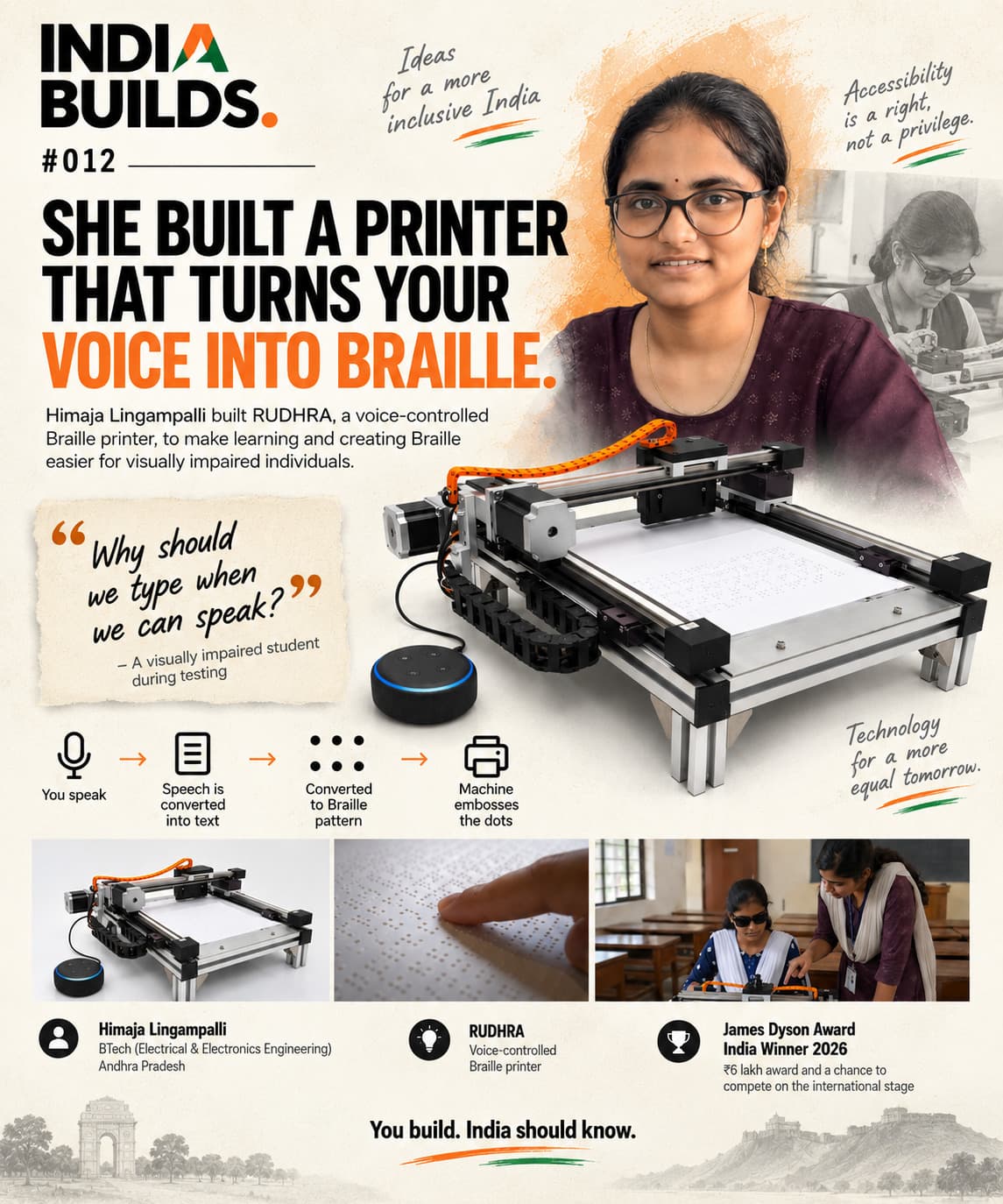 She built a printer that turns your voice into Braille.